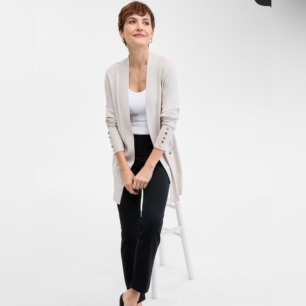 JM Collection Women's Button-Sleeve Flyaway Cardigan Sweater